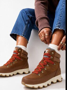 Sorel Kinetic Impact Conquest Shoe Boot Waterproof Suede Velvet Tan Size 7.5